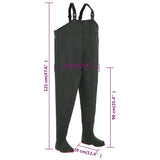Wading Pants with Boots Green Size 46