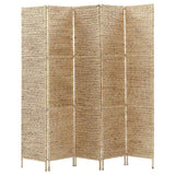 5-Panel Room Divider 193x160 cm Water Hyacinth - Side View