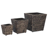 Raised Beds 3 pcs Water Hyacinth Brown - Front View