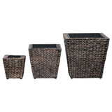 Raised Beds 3 pcs Water Hyacinth Brown - Side View
