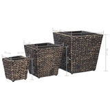 Raised Beds 3 pcs Water Hyacinth Brown - Low Angle