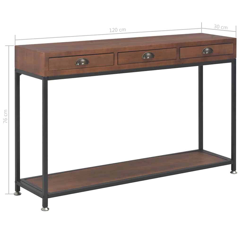 Console Table with 3 Drawers 120x30x76 cm Solid Fir Wood