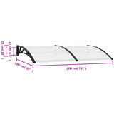Door Canopy Black 200x100 cm PC - Low Angle