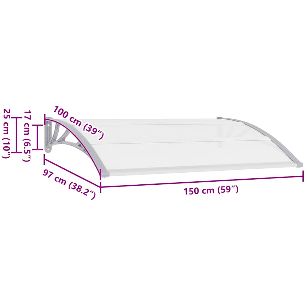 Door Canopy Grey 150x100 cm PC