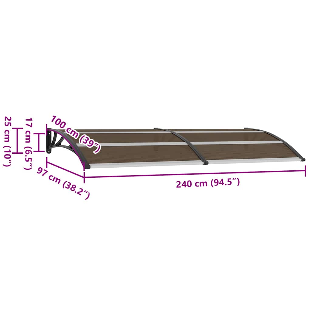Door Canopy Black 240x100 cm PC