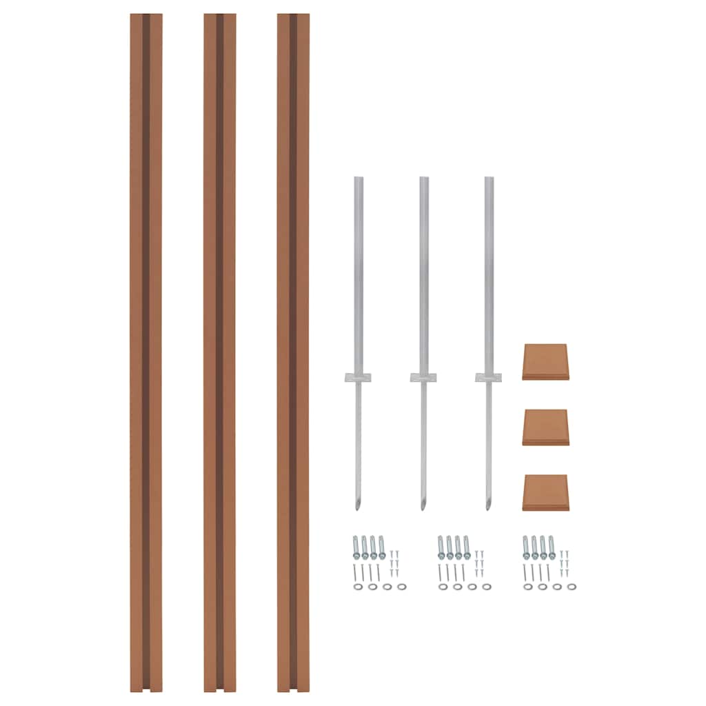 WPC Fence Set 2 Square 357x187 cm Brown