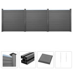 WPC Fence Set 3 Square 531x187 cm Grey
