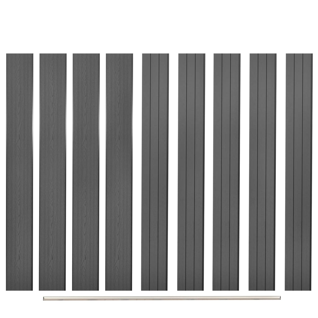 WPC Fence Set 4 Square 705x187 cm Grey