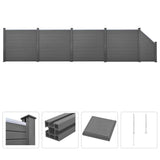 WPC Fence Set 4 Square + 1 Slanted 799x187 cm Grey
