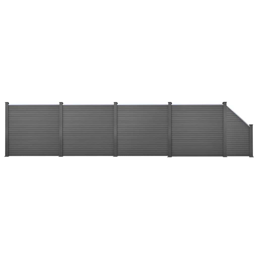 WPC Fence Set 4 Square + 1 Slanted 799x187 cm Grey