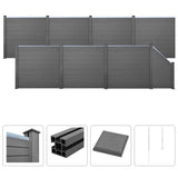 WPC Fence Set 7 Square + 1 Slanted 1321x187 cm Grey