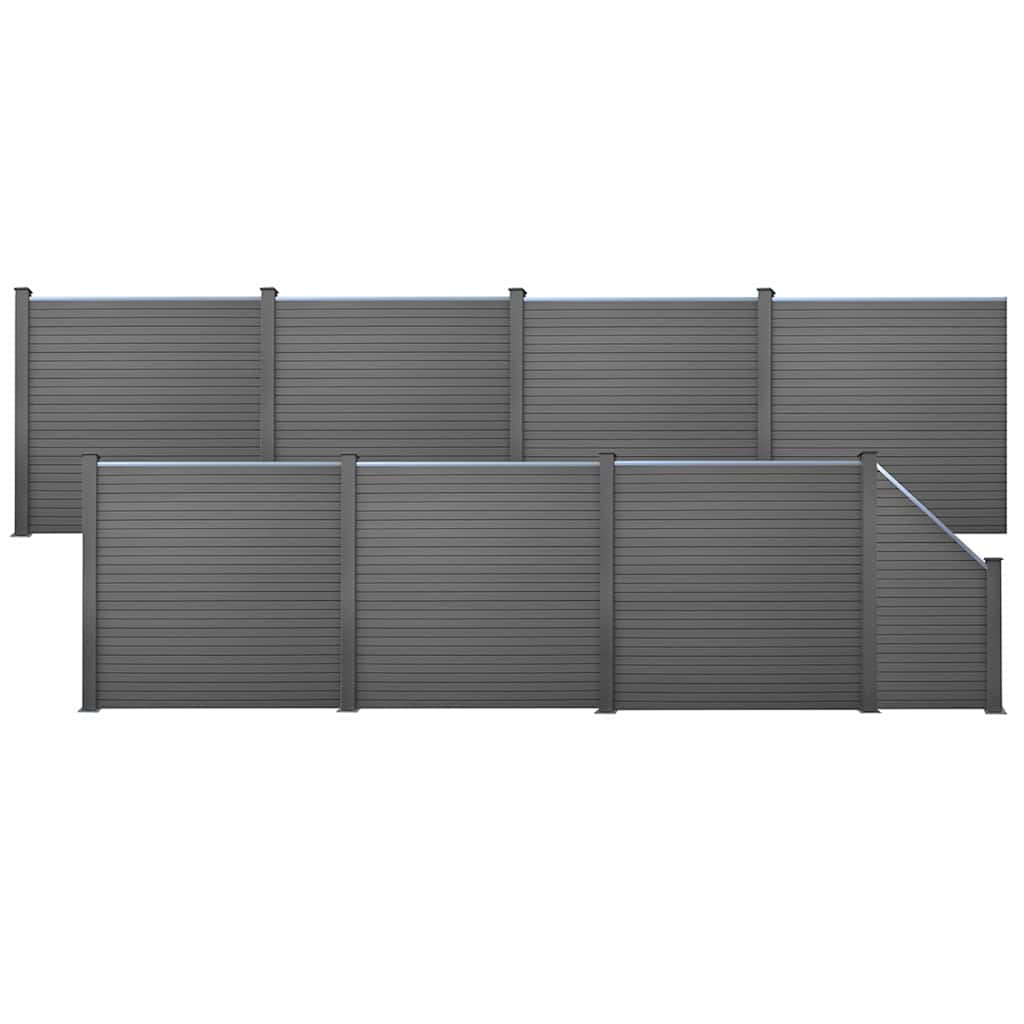 WPC Fence Set 7 Square + 1 Slanted 1321x187 cm Grey
