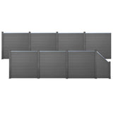 WPC Fence Set 7 Square + 1 Slanted 1321x187 cm Grey - Front View