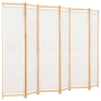 6-Panel Room Divider Cream 240x170x4 cm Fabric