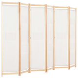 6-Panel Room Divider Cream 240x170x4 cm Fabric - Side View