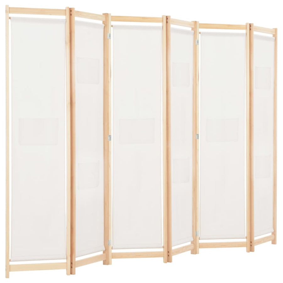 6-Panel Room Divider Cream 240x170x4 cm Fabric