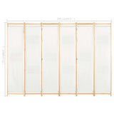 6-Panel Room Divider Cream 240x170x4 cm Fabric - Low Angle