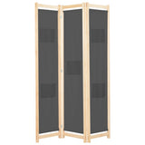 3-Panel Room Divider Grey 120x170x4 cm Fabric