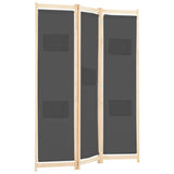 3-Panel Room Divider Grey 120x170x4 cm Fabric - Side View