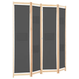 4-Panel Room Divider Grey 160x170x4 cm Fabric - Side View