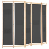 5-Panel Room Divider Grey 200x170x4 cm Fabric - Side View