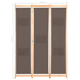 3-Panel Room Divider Brown 120x170x4 cm Fabric - Low Angle