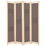 4-Panel Room Divider Brown 160x170x4 cm Fabric