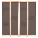 4-Panel Room Divider Brown 160x170x4 cm Fabric - Front View