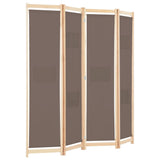 4-Panel Room Divider Brown 160x170x4 cm Fabric - Side View