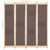 4-Panel Room Divider Brown 160x170x4 cm Fabric - Low Angle