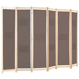 6-Panel Room Divider Brown 240x170x4 cm Fabric - Side View