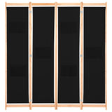 4-Panel Room Divider Black 160x170x4 cm Fabric
