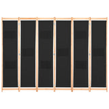 6-Panel Room Divider Black 240x170x4 cm Fabric - Front View