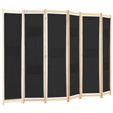 6-Panel Room Divider Black 240x170x4 cm Fabric - Side View
