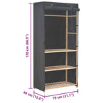 3-Tier Wardrobe Grey 79x40x170 cm Fabric