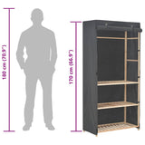 3-Tier Wardrobe Grey 79x40x170 cm Fabric - Close-Up Angle