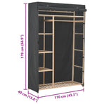 Wardrobe Grey 110x40x170 cm Fabric