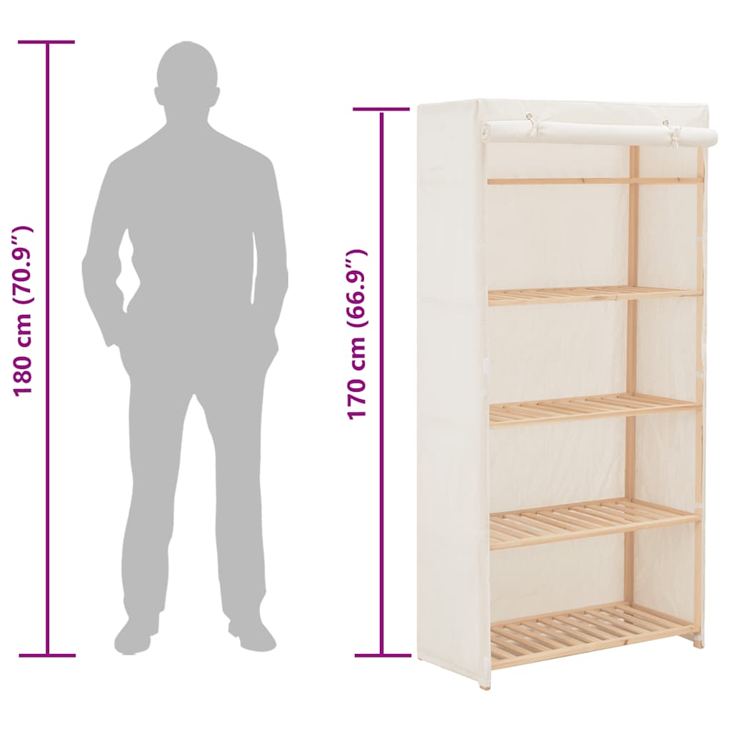 Wardrobe White 79x40x170 cm Fabric