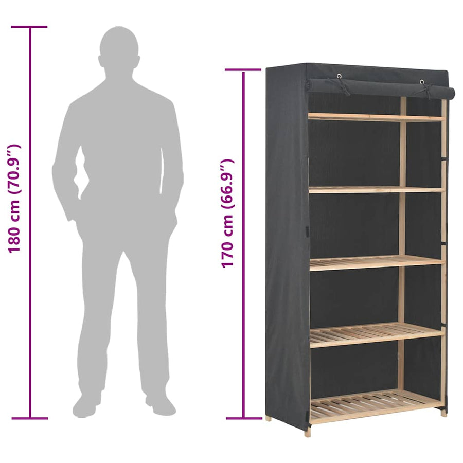 Wardrobe Grey 79x40x170 cm Fabric