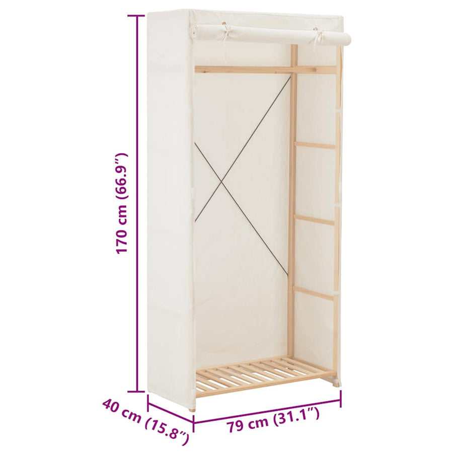 Wardrobe White 79x40x170 cm Fabric