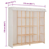 Wardrobe White 173x40x170 cm Fabric - Rear View