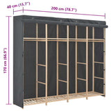 Wardrobe Grey 200x40x170 cm Fabric - Rear View