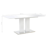 Dining Table High Gloss White 180x90x76 cm MDF - Close-Up Angle