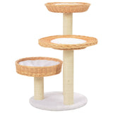 Cat Tree with Sisal Scratching Post Natural Willow Wood - Front View