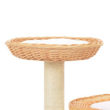 Cat Tree with Sisal Scratching Post Natural Willow Wood - Side View