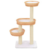 Cat Tree with Sisal Scratching Post Natural Willow Wood - Front View