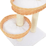 Cat Tree with Sisal Scratching Post Natural Willow Wood - Top-Down View