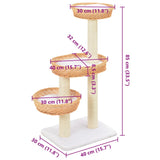 Cat Tree with Sisal Scratching Post Natural Willow Wood - Rear View