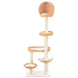Cat Tree with Sisal Scratching Post Natural Willow Wood - Front View