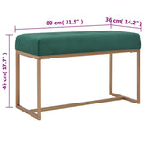 Bench 80 cm Green Velvet - 45-Degree Angle